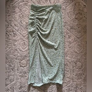 No Boundaries Floral Ruched Midi Skirt - Light Green